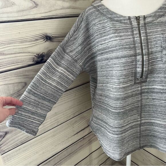 Tommy Bahama Heather Grey Quarter Zip Cotton Pullover Top - Picture 5 of 8